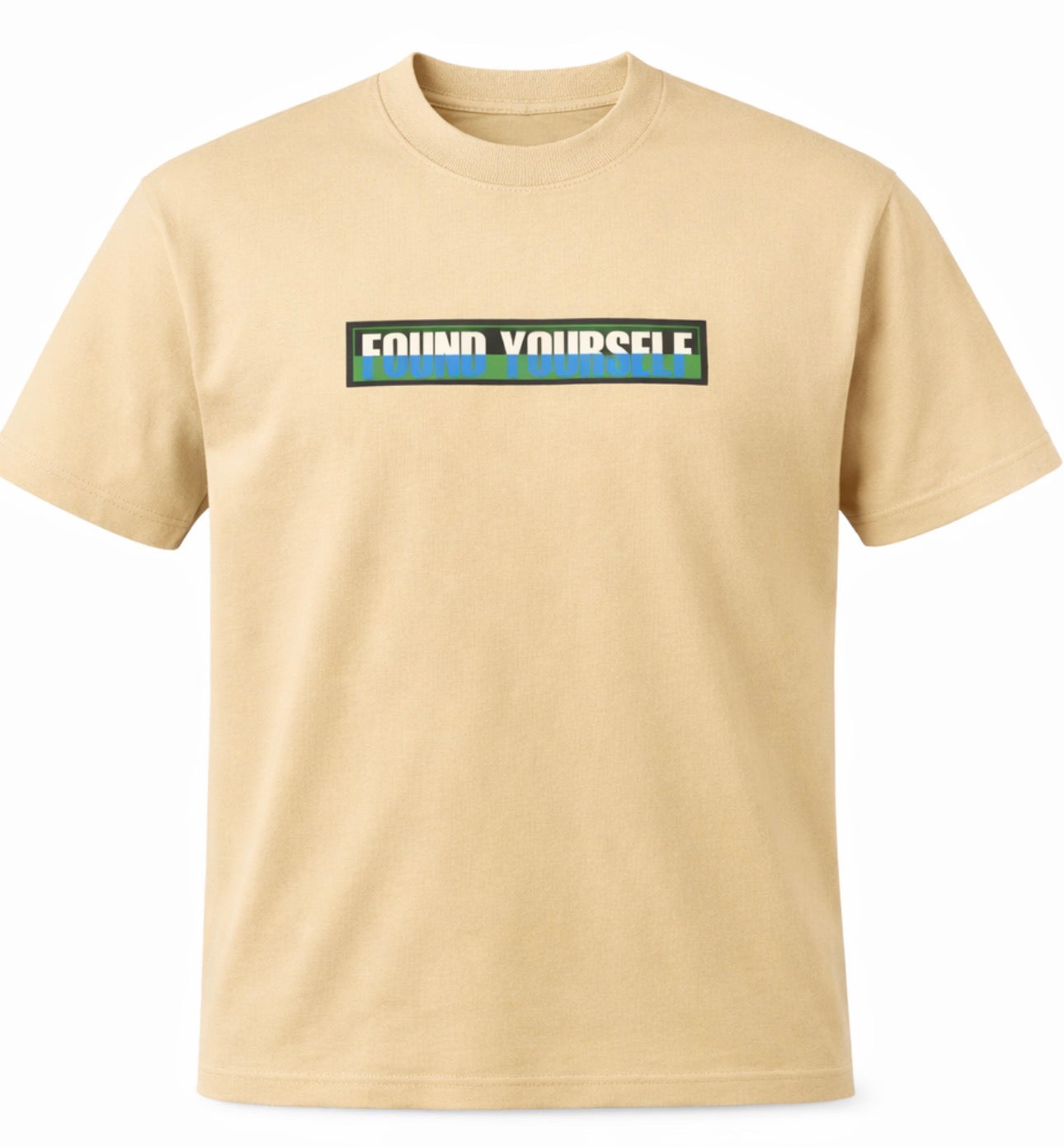 FOUND YOURSELF Box Logo Tee – Sandstone