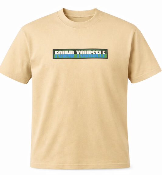 FOUND YOURSELF Box Logo Tee – Sandstone